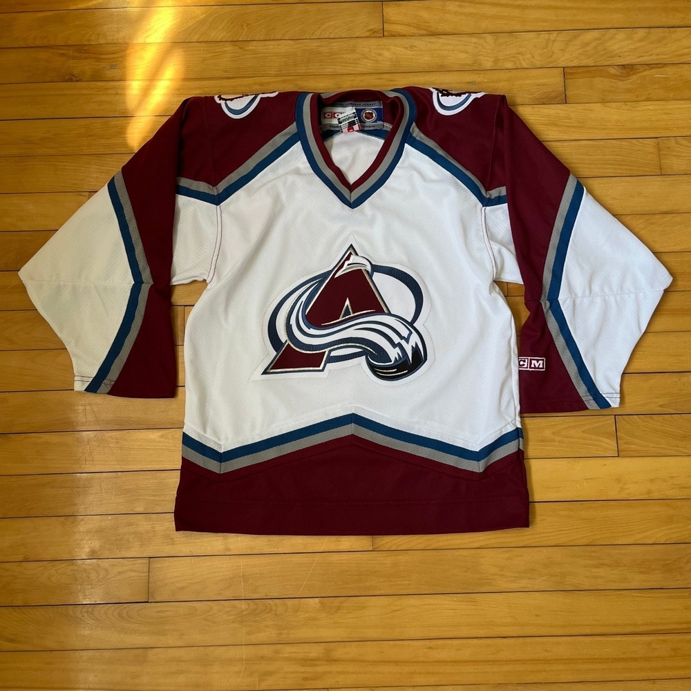 Vintage CCM Colorado Avalanche NHL Hockey Jersey White Adult Small Made Canada